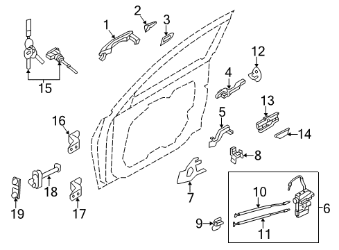 2014 Hyundai Azera Front Door Motor Assembly-Front Power Window, LH Diagram for 82450-3V010