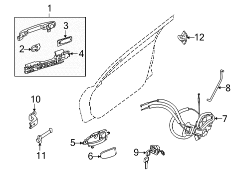 2013 Nissan Altima Front Door Front Door Outside Handle Assembly, Left Diagram for 80607-9HF0B