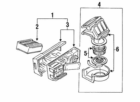 1997 Nissan Pickup Blower Motor & Fan Core Assy-Front Heater Diagram for 27140-8B000