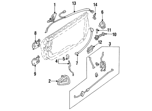1995 Ford Probe Door & Components Switch Assembly Diagram for F32Z14028C