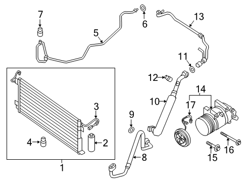 2018 Nissan Titan XD A/C Condenser, Compressor & Lines Pipe-Front Cooler, Low Diagram for 92450-EZ51C