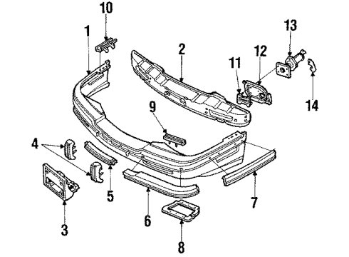 1989 Buick Riviera Front Bumper Reinf Asm-Front Fender Front Lower Diagram for 1637546