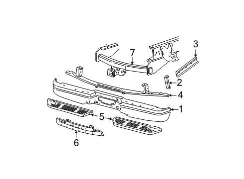 2002 Ford F-250 Super Duty Rear Bumper Hitch Plate Diagram for 3C3Z-19D520-AA