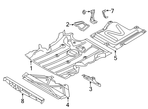 2013 BMW 328i xDrive Splash Shields Bracket Underfloor Panelling, Centre Front Diagram for 51757127356