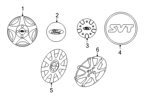 2004 Ford Focus Wheel Covers & Trim Wheel Cap Diagram for 2M5Z-1130-AB