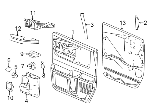 2007 GMC Savana 1500 Mirrors Plate Asm-Front Side Door Accessory Switch Mount *Neutral Diagram for 15136576