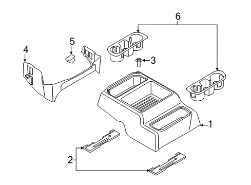 2022 Ford F-350 Super Duty Front Console Front Panel Diagram for FL3Z-1504608-DB