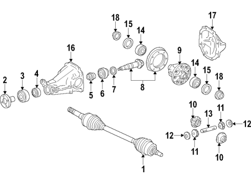 2021 Ford Expedition Rear Axle, Differential, Drive Axles, Propeller Shaft Side Bearings Diagram for FR3Z-4222-A