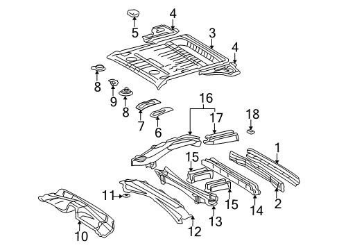 2003 Toyota RAV4 Rear Body Panel, Floor & Rails Front Crossmember Diagram for 57407-42010