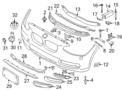 2014 BMW 228i Front Bumper Ultrasonic Sensor Diagram for 66209261586
