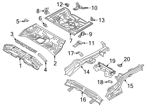 2021 Hyundai Veloster N Rear Floor & Rails Member Assembly-Rear Floor Side, LH Diagram for 65710-J3000