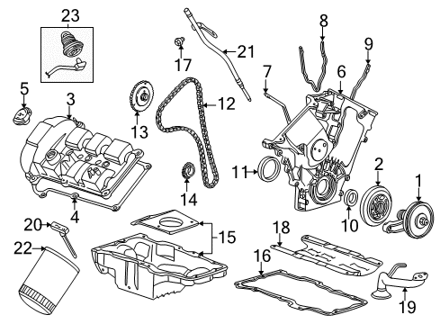 2001 Ford Taurus Engine Parts, Mounts, Cylinder Head & Valves, Camshaft & Timing, Oil Pan, Oil Pump, Crankshaft & Bearings, Pistons, Rings & Bearings Dipstick Diagram for YS2Z-6750-CA