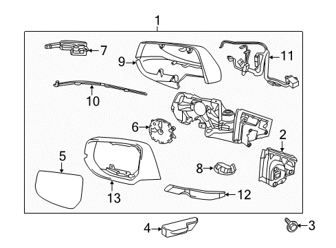 2016 Cadillac XTS Outside Mirrors Mirror Glass Diagram for 22839668