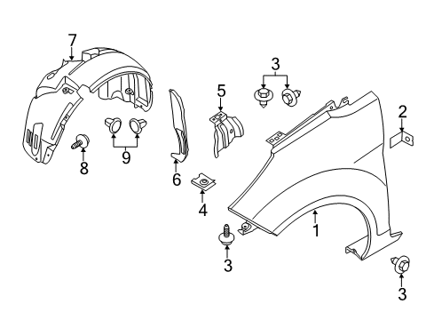 2016 Ford Fiesta Fender & Components Rear Insulator Diagram for BE8Z-16071-A