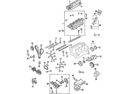 2000 Hyundai Sonata Engine Parts, Mounts, Cylinder Head & Valves, Camshaft & Timing, Oil Pan, Oil Pump, Balance Shafts, Crankshaft & Bearings, Pistons, Rings & Bearings Guide-Chain Upper Diagram for 2443237100