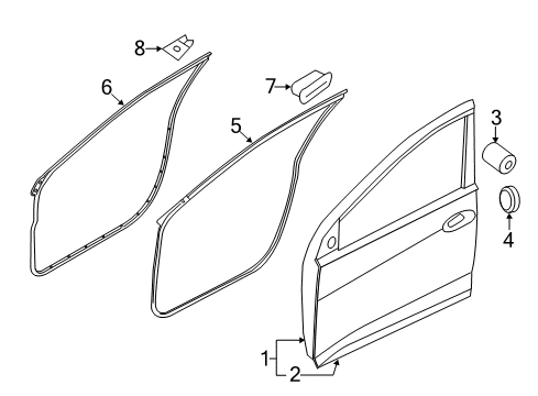 2016 Hyundai Elantra Front Door Door Key Sub Set, Left Diagram for 81970-3XA10