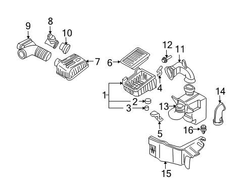 2004 Hyundai Elantra Filters Cover-Air Cleaner Diagram for 28111-2D270