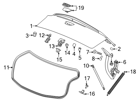 2018 Cadillac XTS Trunk Lid Weatherstrip Diagram for 23131014