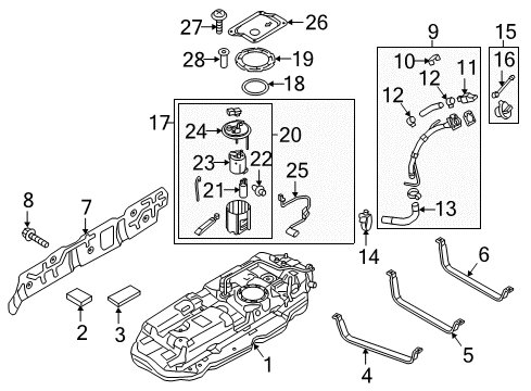 2020 Kia Sedona Fog Lamps - Chassis Electrical Filler Neck & Hose Assembly Diagram for 31030A9580