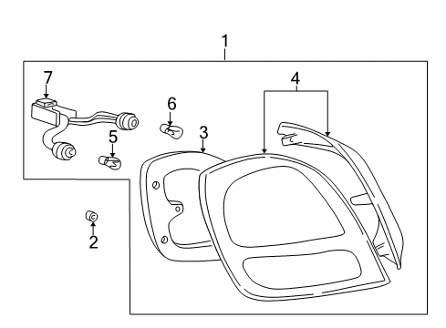 2001 Hyundai XG300 Bulbs Lamp Assembly-Rear Combination, RH Diagram for 92402-39050