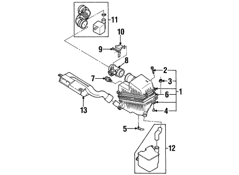 1999 Kia Sephia Powertrain Control Engine Control Module Computer Diagram for 0K2AA18881B