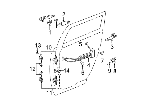 2004 Chrysler Pacifica Lift Gate Lock -Rear Door-Lower Hinge Left Diagram for 5103345AA