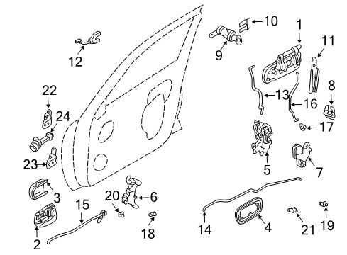 2000 Nissan Sentra Door & Components Automatic Front Door Lock Actuator, Left Diagram for 80553-AA21A