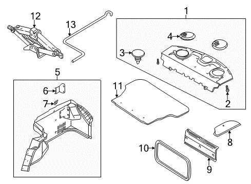 2002 Kia Spectra Interior Trim - Rear Body Jack Assembly Diagram for 091103X100