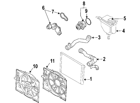 2004 BMW 530i Cooling System, Radiator, Water Pump, Cooling Fan Radiator Lower Coolant Hose Diagram for 17127519257