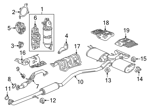 2020 Honda Civic Exhaust Components Muffler, Exhuast Diagram for 18307-TBJ-A03