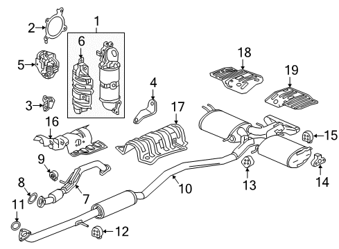 2020 Honda Civic Exhaust Components Rubber, Exhaust Mounting Diagram for 18215-TA0-A11