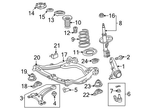 2011 Toyota Venza Front Suspension Components, Lower Control Arm, Stabilizer Bar Insulator, Front Coil Spring Diagram for 48157-0E010