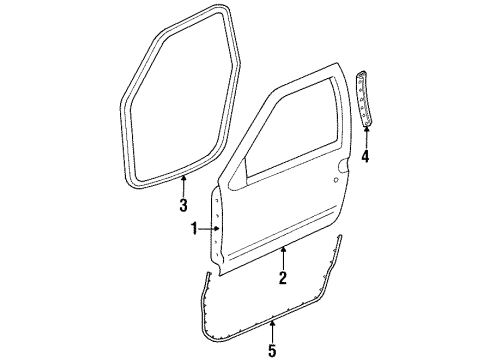 1999 Mercury Villager Door & Components Lower Weatherstrip Diagram for XF5Z-1220531-AA