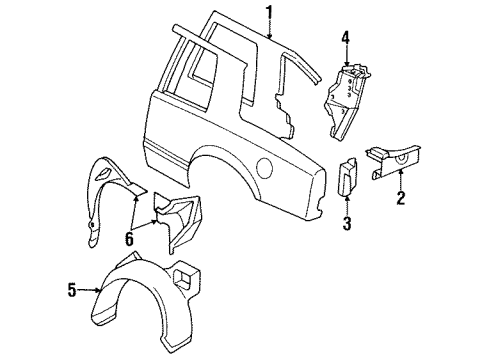 1993 Buick Riviera Inner Structure - Quarter Panel PANEL, Rear Wheelhouse Diagram for 3530275