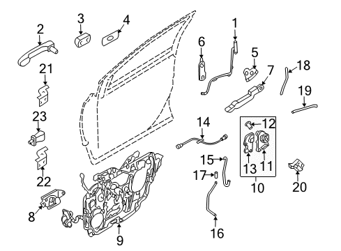 2005 Mercury Montego Front Door - Lock & Hardware Handle, Outside Diagram for 5F9Z-7422404-BDPTM