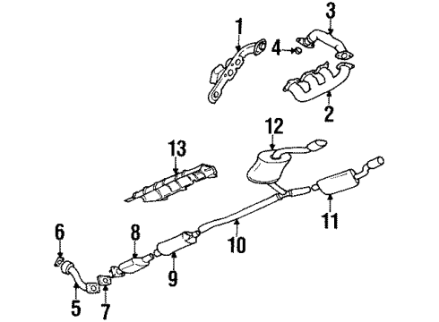 1997 Buick Riviera Exhaust Components, Exhaust Manifold Exhaust Muffler Assembly W/Tail Pipe RH (Service) Diagram for 25644109
