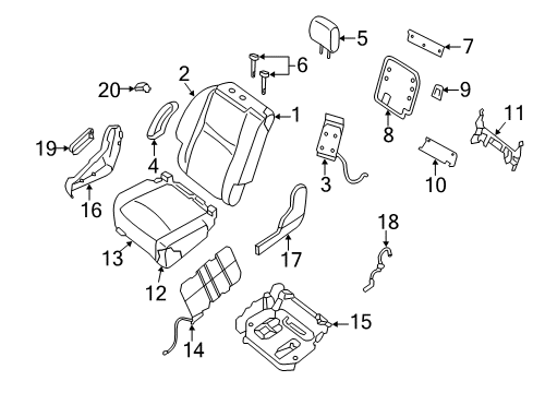 2015 Nissan Pathfinder Second Row Seats Pad-Rear Seat Back Diagram for 88611-3JA0A