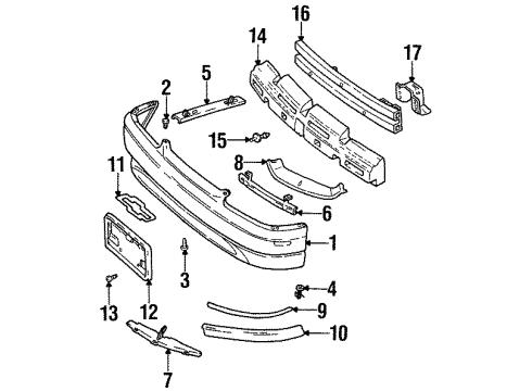 1999 Chevrolet Monte Carlo Front Bumper License Bracket Diagram for 10251043