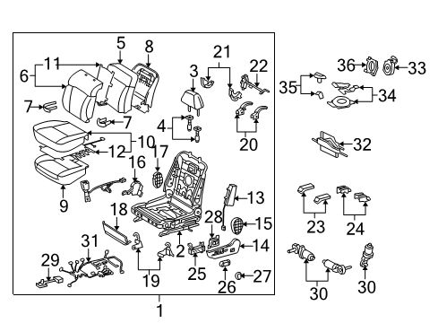 2009 Lexus GS460 Front Seat Components Pad, Front Seat Cushion, LH (For Separate Type) Diagram for 71512-30660