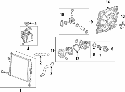 2017 Cadillac ATS Cooling System, Radiator, Water Pump, Cooling Fan Fan Shroud Diagram for 23347101