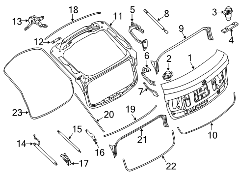 2016 BMW 550i GT xDrive Gate & Hardware Rear Window Cover, Bottom Diagram for 51317199798