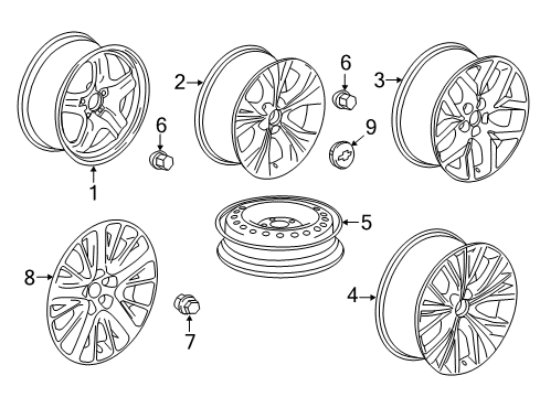 2015 Chevrolet Impala Wheels Wheel Nut Cap Diagram for 9598101