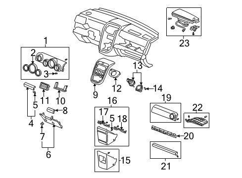 2010 Honda Element Cluster & Switches, Instrument Panel Clip, Snap Fitting Diagram for 90669-SWA-A01