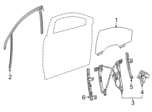 2021 Cadillac XT6 Front Door Run Weatherstrip Diagram for 84978852