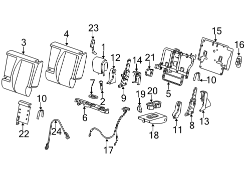 2013 Chevrolet Equinox Rear Seat Components Seat Back Frame Diagram for 23435111