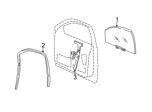 2004 Jeep Liberty Front Door Seal-Glass Channel Run Diagram for 55360958AC