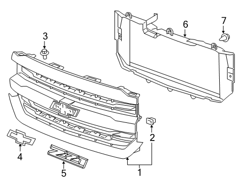 2016 Chevrolet Silverado 1500 Grille & Components Inner Grille Diagram for 84073557
