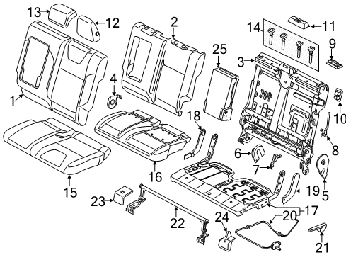 2018 Ford Escape Rear Seat Components Armrest Assembly Diagram for CJ5Z-7867112-AB