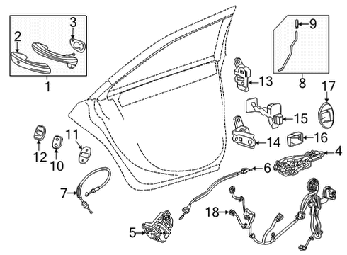 2020 Cadillac CT5 Lock & Hardware Upper Hinge Diagram for 13581568