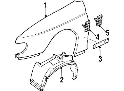 2001 Cadillac Catera Fender & Components, Exterior Trim Liner, Front Fender Diagram for 9173162